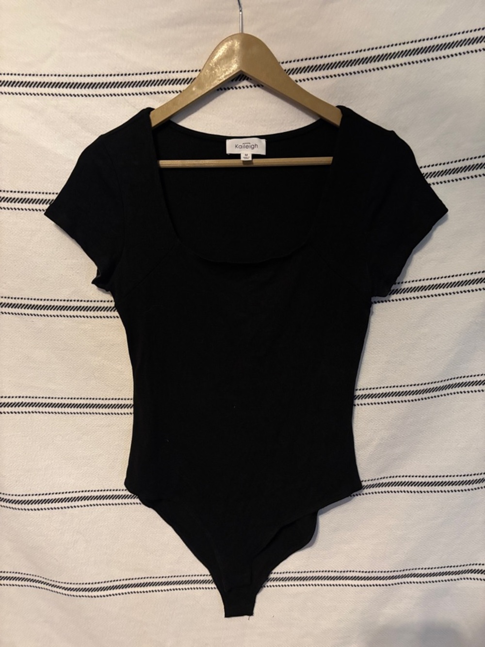Kaileigh Black Scoop Neck Short-Sleeve Bodysuit